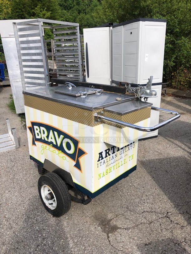 One Portable Gelato Cart With Trailer Hitch. This Is A Money Maker! .62X33X45