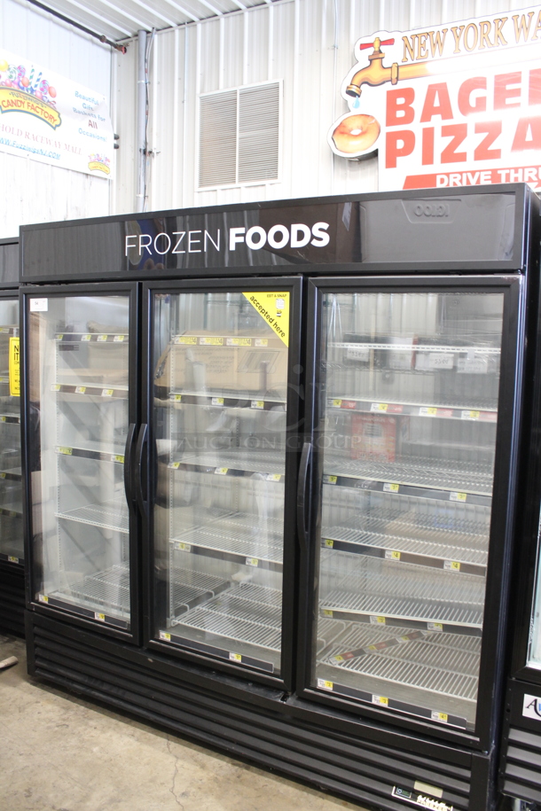 2016 True GDM-72F-HC-TSL01 Metal Commercial 3 Door Reach In Freezer Merchandiser w/ Poly Coated Racks. 115/208-230 Volts, 1 Phase.  - Image 1 of 5