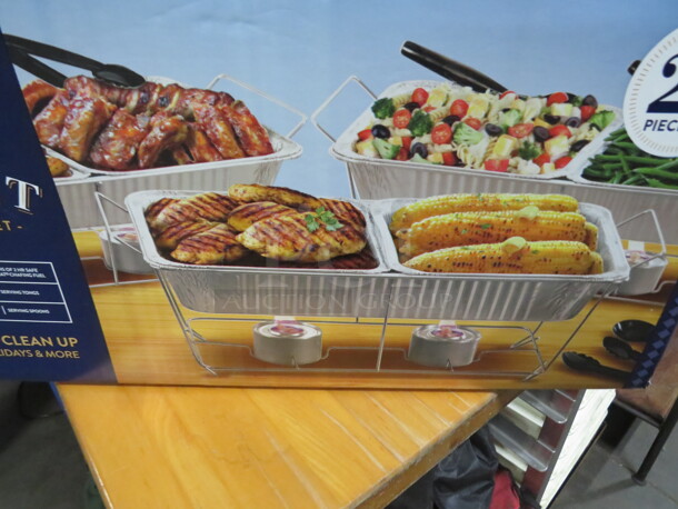 NEW Wire Chafer Holder And Disposable Pan. 3 Pans, 3 Wire Holders. - Image 1 of 2