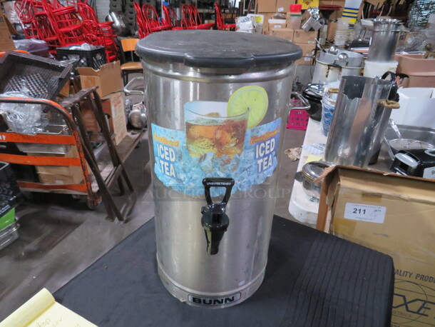 One Bunn Tea Dispenser With Lid And Spigot.