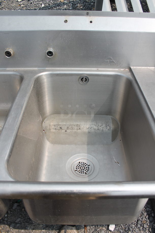 Stainless Steel Commercial 3 Bay Sink w/ Dual Drain Boards. No Legs. - Image 4 of 4