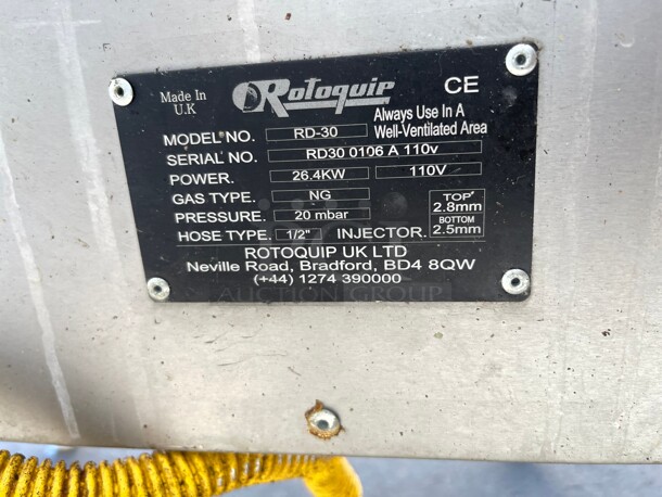 WOW! Rotoquip Roti Rotating Commercial Heavy Duty Naan Pita Bread Machine Oven - Natural Gas NSF On Casters Tested and Working! - Image 9 of 10