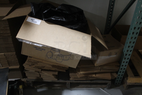 ALL ONE MONEY! PALLET LOT of Various Cardboard Boxes. BUYER MUST REMOVE.