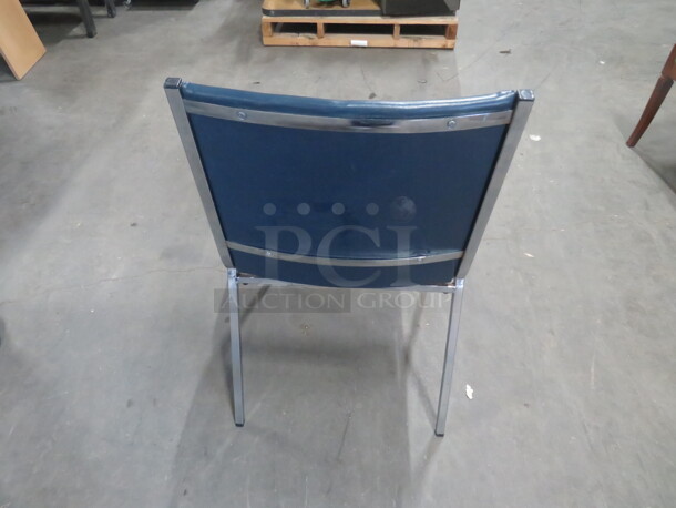 AWESOME Chrome Stack  Chair With Blue  Cushioned Seat And Back. 3XBID - Image 3 of 3