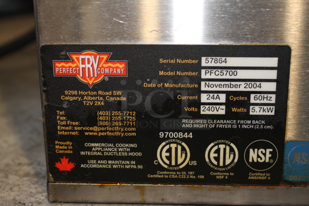 Perfect Fry Company PFC5708 Stainless Steel Commercial Countertop Electric Powered Ventless Fryer. 208 Volts, 1 Phase. - Image 11 of 12