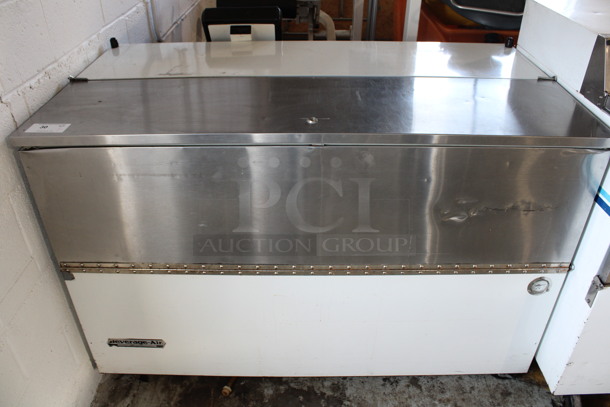 Beverage Air Model SM58N Stainless Steel Commercial Chest Milk Cooler on Commercial Casters. 115 Volts, 1 Phase. 58x34x41. Tested and Does Not Power On