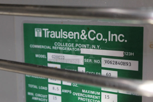 Traulsen G20010 Stainless Steel Commercial 2 Door Reach In Cooler. 115 Volts, 1 Phase. (outside) - Image 5 of 6