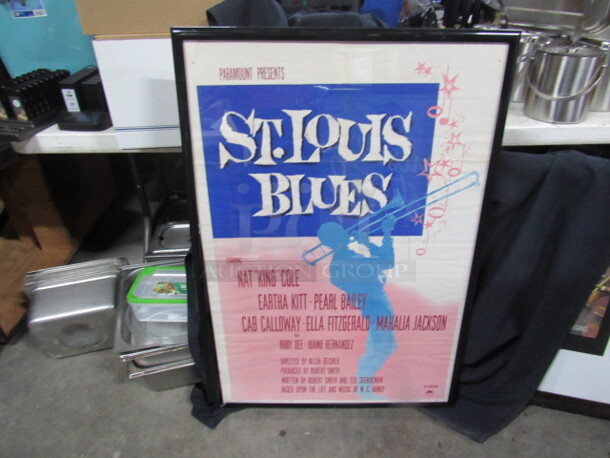 One 28X41 Poster Framed ST Louis Blues  Print.