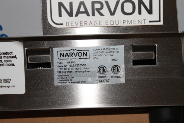 BRAND NEW SCRATCH AND DENT! 2022 Narvon 378SM2 Stainless Steel Commercial Countertop 2 Hopper Slushie Machine. 115 Volts, 1 Phase. Tested and Working! - Image 6 of 7