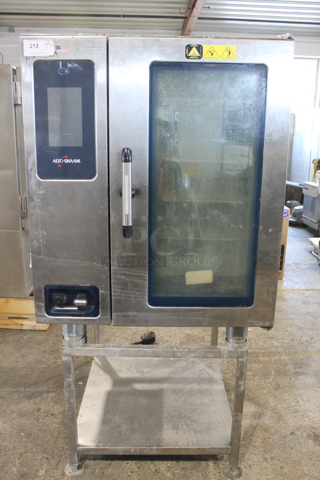 2016 Alto Shaam CTP10-10E Stainless Steel Commercial Electric Powered Combitherm Convection Oven on Stainless Steel Equipment Stand. 208-240 Volts, 3 Phase.