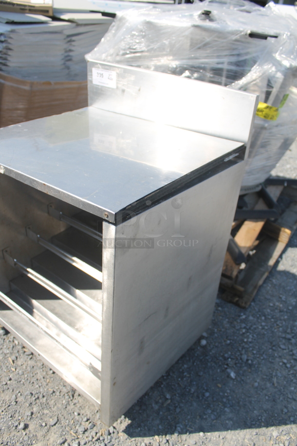 Stainless Steel Table w/ Back Splash and Lower Bottle Rack. - Image 4 of 9