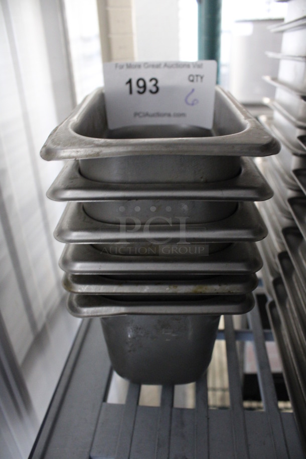 6 Stainless Steel 1/9 Size Drop In Bins. 1/9x4. 6 Times Your Bid!