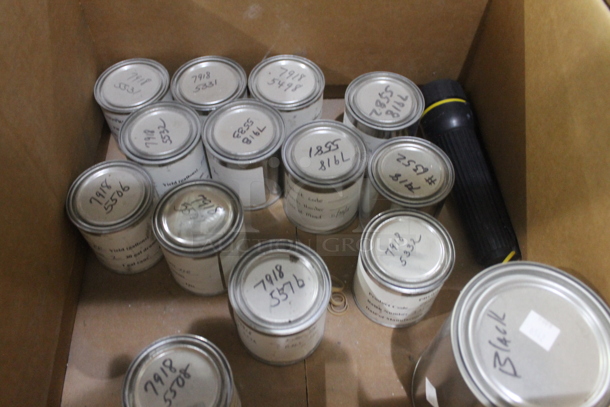 Metal Brown Desk w/ Contents Including Varnish, Liquid Rubber. BUYER MUST REMOVE. - Image 2 of 9