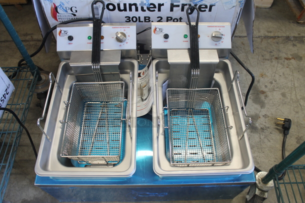 BRAND NEW SCRATCH AND DENT! CPG 351EF302 Cooking Performance Group Commercial Stainless Steel Electric Countertop Dual Tank Fryer. Tested And Working! - Image 2 of 10