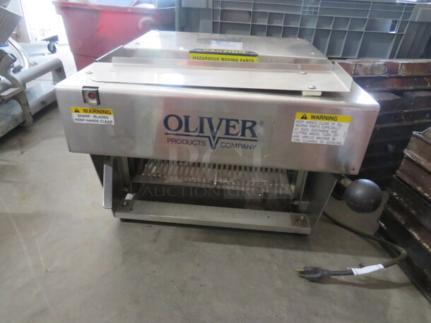 One Oliver Front Load Mini Bread Slicer. #709. 115 Volt. 22X15X15