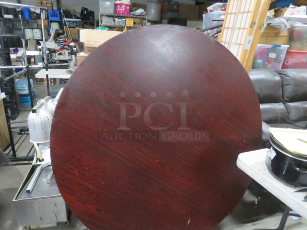 One 60 Inch Round Laminate Table Top On A Pedestal Base. - Image 1 of 1