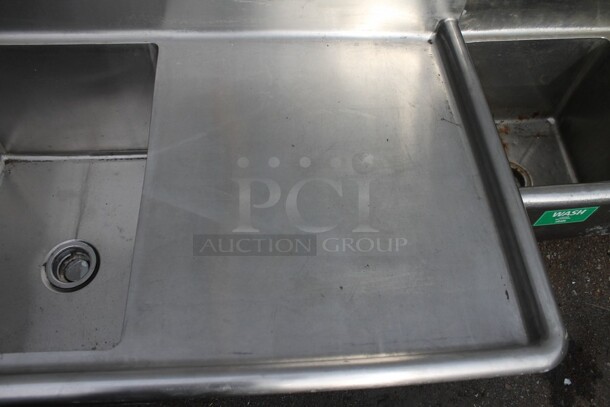 John Boos Stainless Steel Commercial 3 Bay Sink w/ Dual Drain Boards. Bays 18x23.5x13 - Image 6 of 9