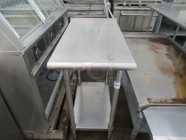 One Stainless Steel Table With Under Shelf. 18X30X38