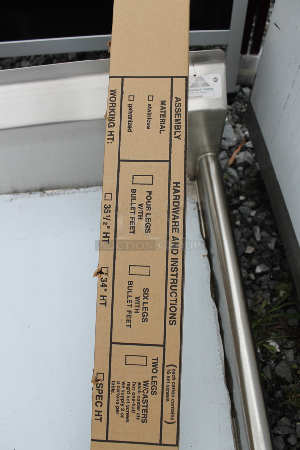 BRAND NEW SCRATCH AND DENT! Advance Tabco Stainless Teel Commercial Right Side Clean Side Dishwasher Table and Legs. - Image 2 of 5