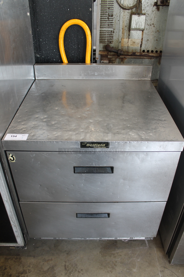 Delfield Stainless Steel Commercial 2 Drawer Work Top Cooler w/ Back Splash. 115 Volts, 1 Phase. Tested and Working! - Image 1 of 4