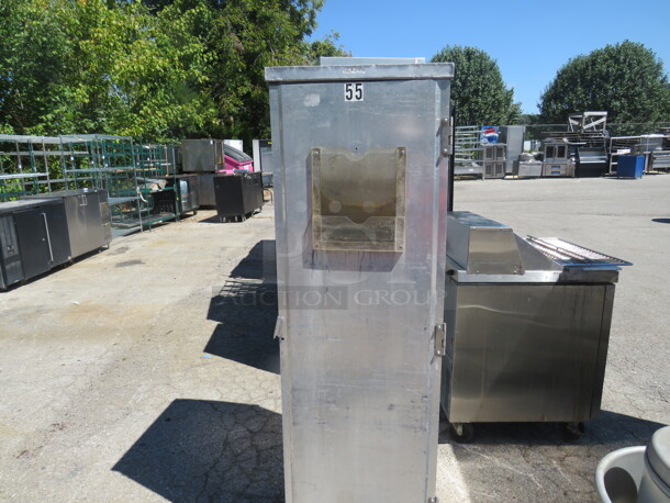 One Aluminum 1 Door Holding Cabinet On Casters. 20X27X68