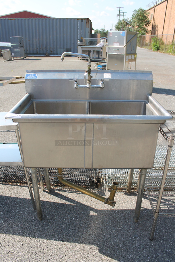 Stainless Steel Commercial 2 Bay Sink w/ Faucet and Handles. Bays 18x18 - Image 1 of 5