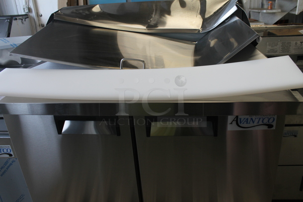BRAND NEW SCRATCH AND DENT! 2023 Avantco 178APT48MHC Stainless Steel Commercial Sandwich Salad Prep Table Bain Marie Mega Top on Commercial Casters. 115 Volts, 1 Phase. Tested and Working! - Image 3 of 6