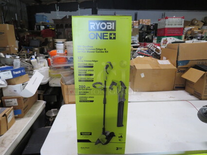One Ryobi 18 Volt Cordless String Trimmer/Edger And Jet Fan Blower Combo