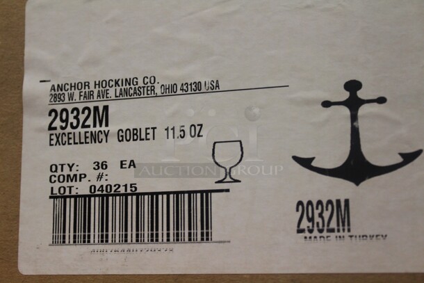 NEW IN BOX! 35 Anchor Hocking Excellency 11.5oz Goblets. 35X Your Bid!  - Image 2 of 2