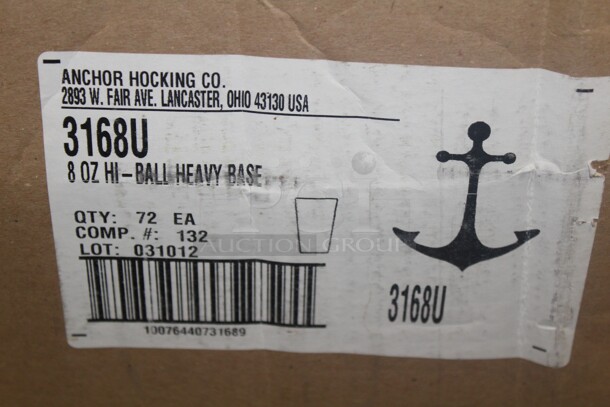 NEW IN BOX! 4 Boxes (3 Boxes Have 72, 1 Box Has 9) Anchor Hocking 8oz Hi Ball Glasses. 225X Your Bid!  - Image 2 of 2