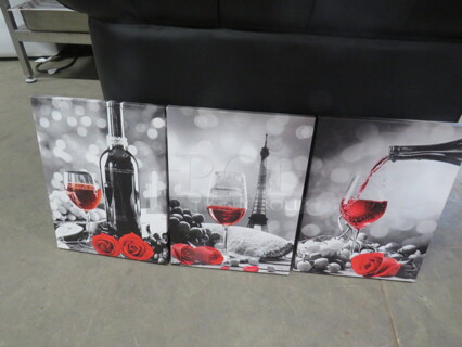 12X16 Canvas Wine Pictures. 3XBID