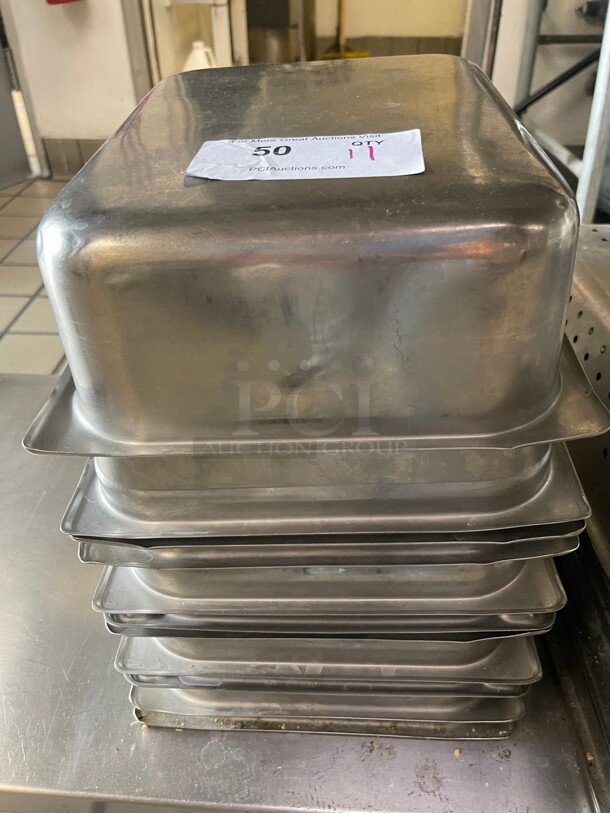 Commercial Deep Full Size Super Pan V Stainless Steel Steam Table / Hotel Pan With 8.3 Quart Capacity NSF 12x11x4 - Image 1 of 7