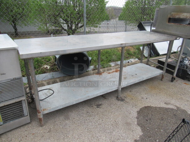 One Stainless Steel Table With Under Shelf. 96X30X34