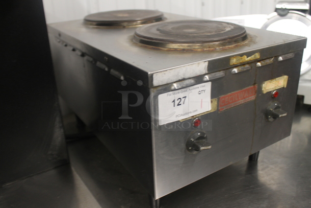 Cecilware EL-24 SH Stainless Steel Commercial Countertop Electric Powered 2 Burner Hot Plate Range. 240 Volts, 1 Phase.  - Image 2 of 6