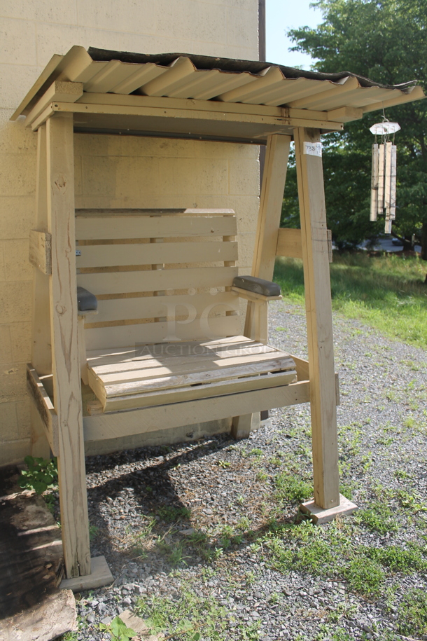 Wooden Bench w/ Roof. BUYER MUST REMOVE. (outside) - Image 3 of 6