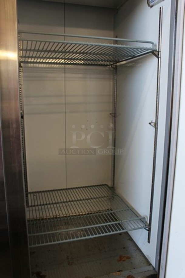 Avantco 178A49RHC Stainless Steel Commercial 2 Door Reach In Cooler w/ Poly Coated Racks on Commercial Casters. 115 Volts, 1 Phase. Tested and Working! - Image 3 of 5