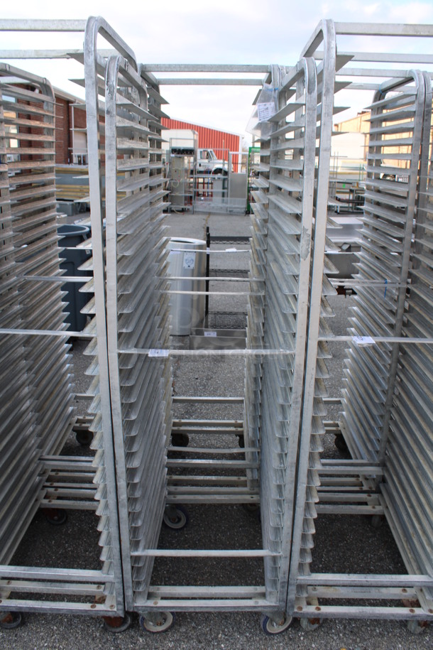 Metal Commercial Pan Transport Rack on Commercial Casters. 20.5x26x71