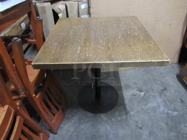 One Solid Wood Table Top On A Metal Pedestal Base. 30X24X30. 1-3/4 Thick Table Top. - Image 3 of 4