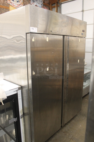 CustomCool RIF2SC Stainless Steel Commercial 2 Door Reach In Freezer. 115 Volts, 1 Phase. Tested and Working!