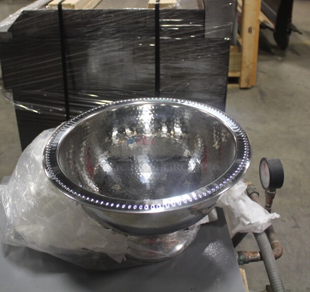 NEW! Hammered Metal Punch Bowl. 17x17x10