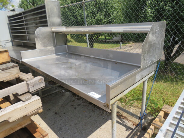 One Stainless Steel Work Table With Stainless Steel Over Shelf. 72X36X54