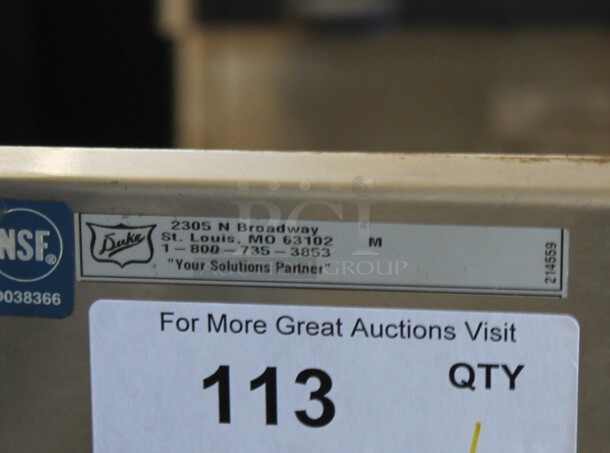 Duke Stainless Steel Commercial Counter w/ Sink Basin, Faucet, Handle, Back Splash and 2 Wood Pattern Doors. - Image 2 of 6