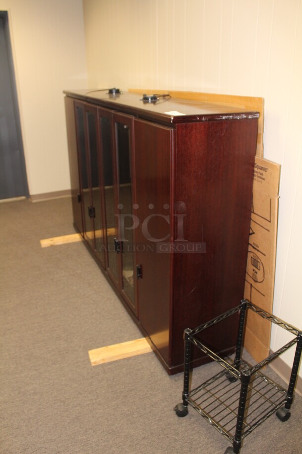 BEAUTIFUL! Wood And Glass Case. 88x17x54. Case Only!  - Image 2 of 3