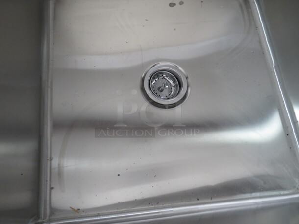 One NEW BK 3 Compartment Stainless Steel Sink With Back Splash And  R/L Drain Board. Model# BKS-3-24-14-24T.Sink 24X24X14. 120X29.5X44 - Image 3 of 4