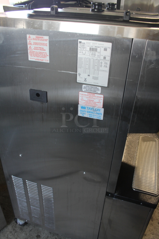 2013 Taylor C723-33 Stainless Steel Commercial Water Cooled Floor Style 2 Flavor w/ Twist Soft Serve Ice Cream Machine on Commercial Casters. 208-230 Volts, 3 Phase. - Image 8 of 10
