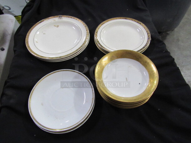 One Lot Of Assorted Gold Rimmed China.