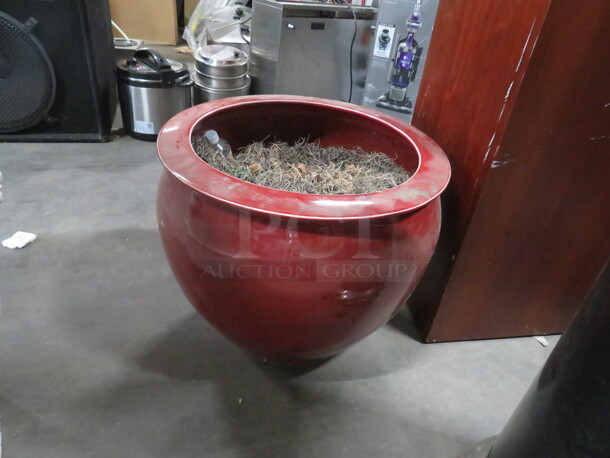 One Red Ceramic Pot. 21X18