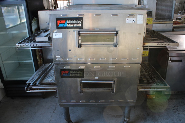 2 Middleby Marshall Model PS840GVE2 Stainless Steel Commercial Natural Gas Powered Conveyor Pizza Oven on Commercial Casters. 99,000 BTU. 77x59x66. 2 Times Your Bid!
