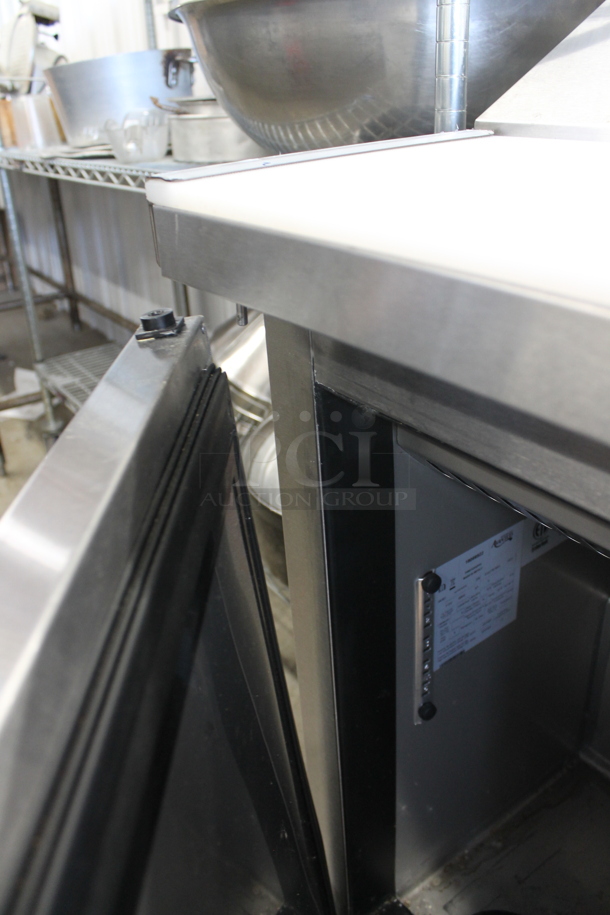 LIKE NEW! 2022 Avantco A Plus 447APST72 Stainless Steel Commercial Sandwich Salad Refrigerated Prep Table Bain Marie Mega Top. Comes w/ Commercial Casters. 115 Volts, 1 Phase. Unit Has Only Been Used a Few Times! Tested and Working! - Image 12 of 12