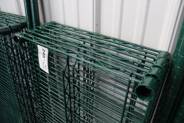 ALL ONE MONEY! Lot of 4 Green Finish Shelves and 4 Green Finish Poles! 60x18x1.5, 75" - Image 3 of 4